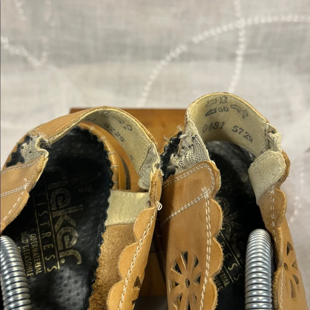 Rieker laser cut leather sling back shoes